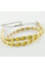 Örgülü Deri Taşlı Kemer-Siyah