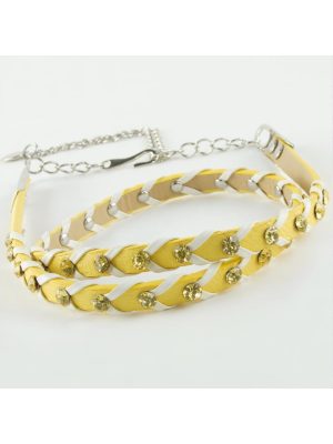 Örgülü Deri Taşlı Kemer-Siyah