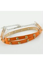 Klasik Deri Taşlı Kemer-Turuncu - Görsel 6