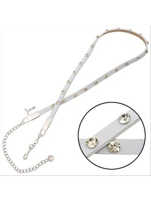 Klasik Deri Taşlı Kemer-Yeşil