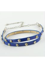 Klasik Deri Taşlı Kemer-Mavi - Görsel 6