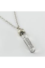 Ayetel Kürsü Yazılı Zemzem Sulu Canlı Kolye-Gümüş Rengi