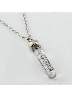 Ayetel Kürsü Yazılı Zemzem Sulu Canlı Kolye-Gümüş Rengi