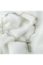 Ayetel Kürsü Yazılı Zemzem Sulu Canlı Kolye-Gümüş Rengi - Görsel 2