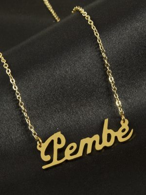 Pembe İsimli Kolye -Sarı