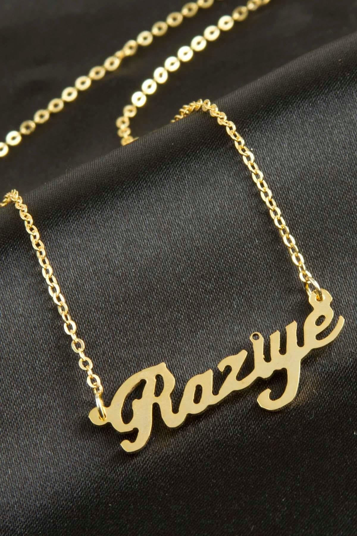 1200694_Raziye-Isimli-Kolye-Kisiye-Ozel-d613.jpg Raziye İsimli Kolye -Sarı - Görsel 1