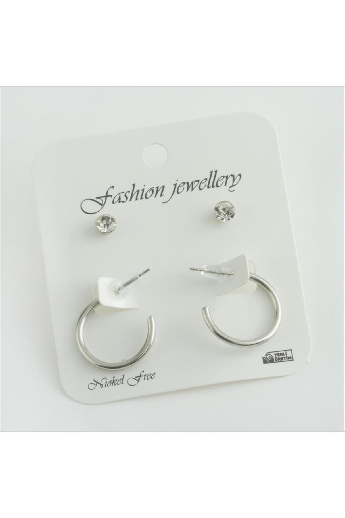 1200736_4lu-Ezme-Halka-Kupe-2-cm-1204.jpg 4lü Ezme Halka Küpe 2 cm-Gümüş Rengi - Görsel 4