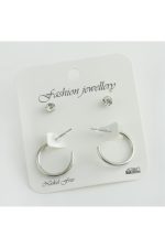 4lü Ezme Halka Küpe 2 cm-Siyah - Görsel 3