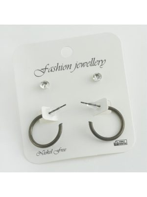 4lü Ezme Halka Küpe 2 cm-Siyah