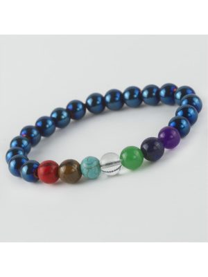 7li Doğaltaş Çakra Bileklik-Mavi