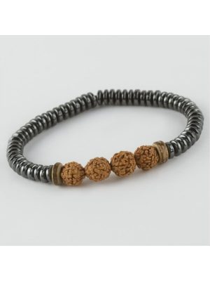 Rudeashka - Hematit Doğaltaşlı Bileklik-Kahverengi