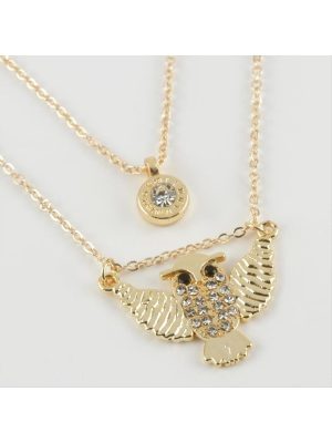 Baykuş Figürlü Yeni Sezon İkili Kolye-Sarı