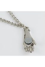 Çift El Figürlü Kolye-Gümüş Rengi - Görsel 2