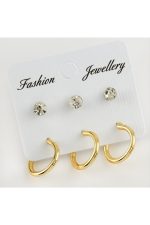 6 Adet Taşlı Halka Küpe 1,5 cm-Gümüş Rengi