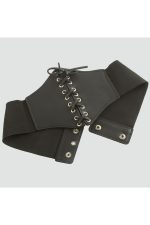 Örgülü Çıtçıtlı Lastikli Kemer-Siyah - Görsel 3