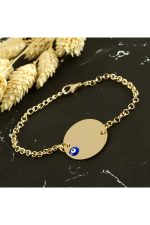 Yuvarlak İsim Yazılabilir Boş Plaka Bileklik-Sarı