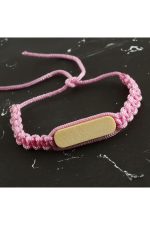 Ahşap Makrome Örgülü Bileklik-Pembe - Görsel 3