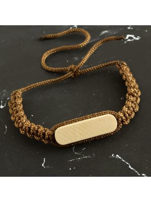 Ahşap Makrome Örgülü Bileklik-Pembe