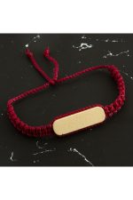 Ahşap Makrome Örgülü Bileklik-Bordo - Görsel 3