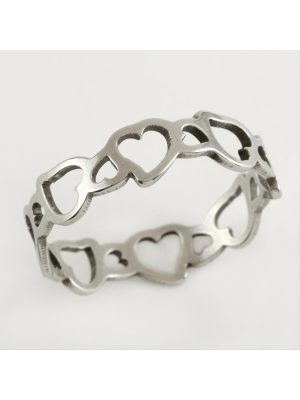 Kalp Lüks Çelik Yüzük-Beyaz