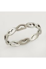 Kalp Lüks Çelik Yüzük-Gümüş Rengi - Görsel 2