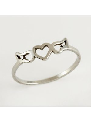 Kalp Lüks Çelik Yüzük-Gümüş Rengi