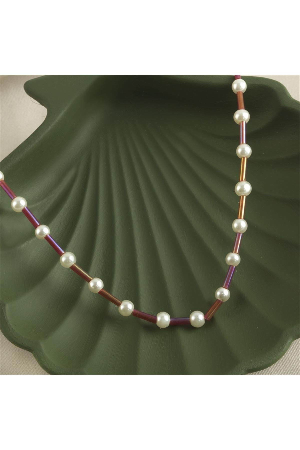 1200852_Inci-Boncuk-Kolye-9931.jpg İnci Boncuk Kolye-Kırmızı - Görsel 1