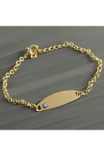 Oval İsim Yazılabilir Boş Plaka Bileklik-Sarı