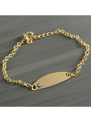 Oval İsim Yazılabilir Boş Plaka Bileklik-Sarı