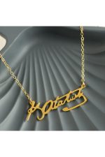 Mustafa Kemal Atatürk İmzalı Uçlu Kolye-Sarı