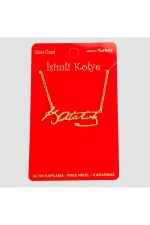 Mustafa Kemal Atatürk İmzalı Uçlu Kolye-Sarı - Görsel 3