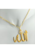 Allah Yazılı Uçlu Kolye-Sarı - Görsel 2