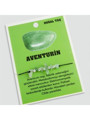 Aventurin Doğaltaşlı İp Bileklik-Yeşil