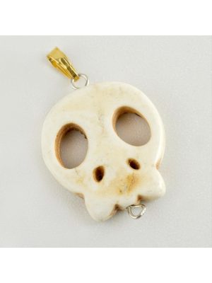 Kuru Kafa Turkuaz Doğaltaş Kolye Ucu-Beyaz