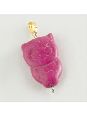 Baykuş Turkuaz Doğaltaş Kolye Ucu-Pembe