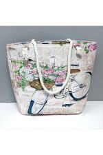 Bisiklet Desenli Plaj Çantası-Krem - Görsel 3