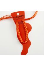 Renkli Örgülü Vinlex İp Halhal-Turuncu - Görsel 4