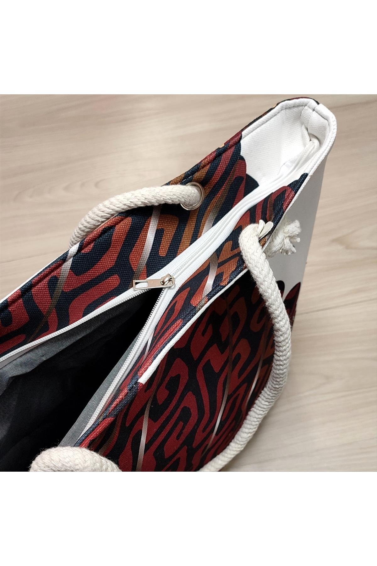 1200976_Bayan-Yuz-Desenli-Plaj-Cantasi-abd9.jpg Bayan Yüz Desenli Plaj Çantası-Sarı - Görsel 3