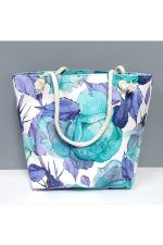 Yaprak Desenli Plaj Çantası-Su Yeşili - Görsel 4