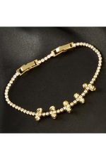 İnce Yuvarlak Tamtur Zirkon Taşlı Lüks Kararmaz Bileklik-Sarı - Görsel 2