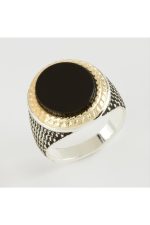 Yuvarlak Metal Erkek Yüzük-Sarı