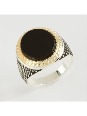 Yuvarlak Metal Erkek Yüzük-Sarı