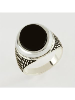 Yuvarlak Metal Erkek Yüzük-Gümüş Rengi