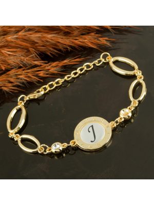 Harfli Yeni Sezon Metal Taşlı Bileklik-J