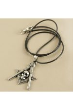 Kuru Kafa Metal Vinlex Deri Kolye-Gümüş Rengi - Görsel 2