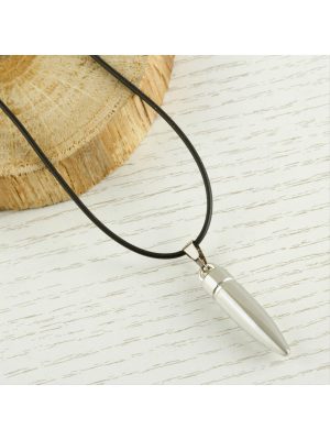 Mermi Metal Vinlex Deri Kolye-Gümüş Rengi