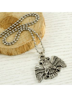 Çift Başlı Kartal Metal Kolye-Gümüş Rengi