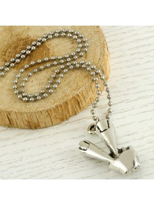 Okey İşaretli Metal Kolye-Gümüş Rengi