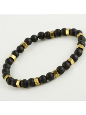 Hematit - Mat Onix Doğaltaş Bileklik-Siyah