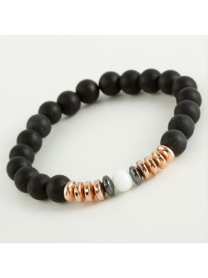 Hematit - Mat Onix Doğaltaş Bileklik-Siyah